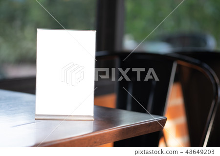 Stand Mock up Menu frame tent card blurred Stand Mock up Menu frame tent card blurred 48649203
