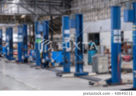 Blurred dealership store Blurred  Car raised on 48649211