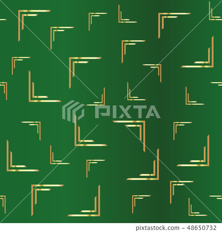 Golden drawing on a green. Seamless pattern 48650732