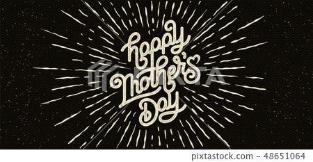 Happy Mothers Day Greeting Card. Holiday Vector Illustration With Lettering Composition And Burst 48651064