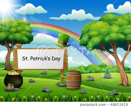 St Patrick's Day a wooden shield with handwritten 48651619