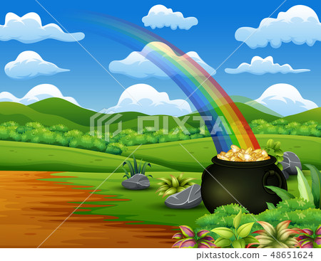 Saint Patrick's Day pot of gold and rainbow 48651624