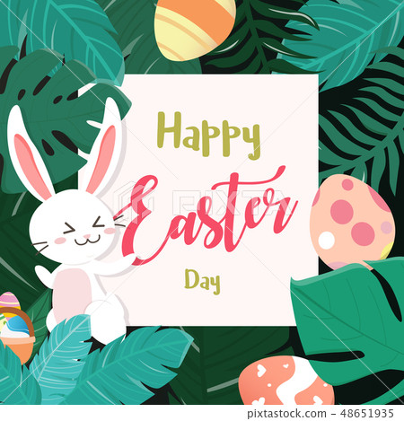 Happy Easter Bunny In The Forest. Happy Easter Bunny In The Forest. 48651935