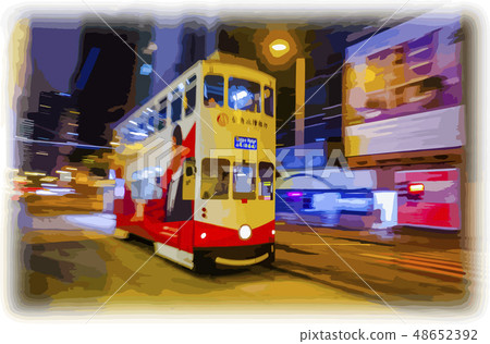 Two-story tram in Hong Kong 48652392