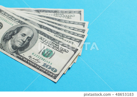 American dollars in bills of one hundred dollars 48653183