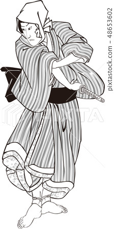 Ukiyo-e Townman that 15 black and white 48653602