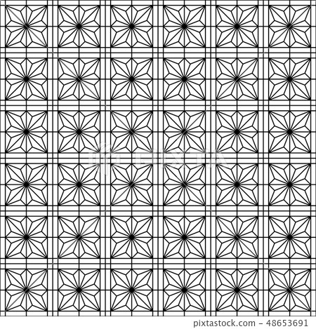 Japanese seamless geometric pattern .Black and white silhouette