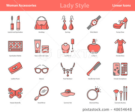 Woman Accessories Color Icons Set Woman Accessories Color Icons Set 48654648