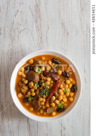 Moroccan spiced lamb stew. Moroccan food.  48654651