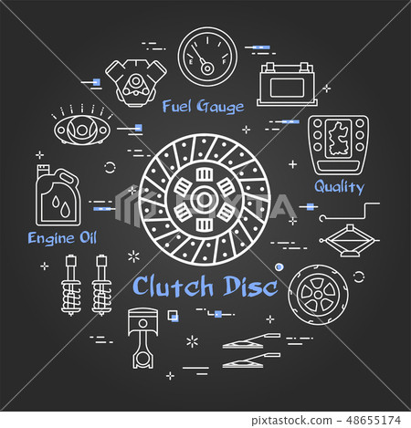 Vector black linear banner of clutch disc 48655174