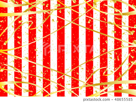 Gold confetti tape Red and white background Gold confetti tape Red and white background 48655585