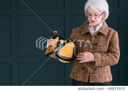 senior woman style trendy wardrobe copy space 48655933
