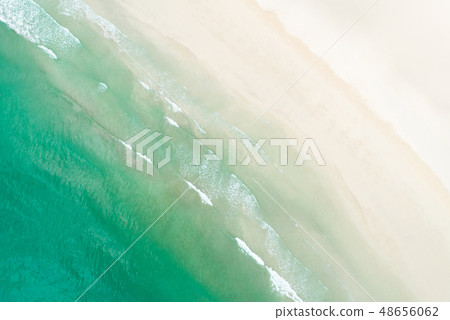 Top view of beautiful white sand beach with 48656062