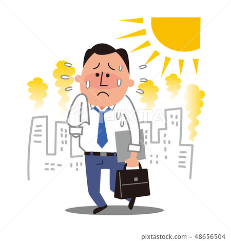 A businessman in a hot summer - Stock Illustration [48656504] - PIXTA