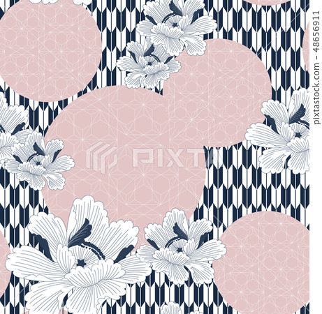 Chinese flower pattern with geometric elements bac Chinese flower pattern with geometric elements bac 48656911