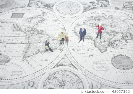 business figure leader man standing on map 48657363