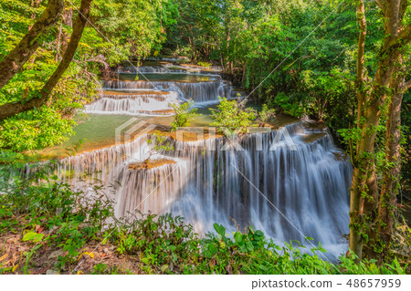 Huai Mae Khamin Waterfall in the morning light    48657959