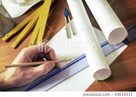 Construction plans and tools 48658915