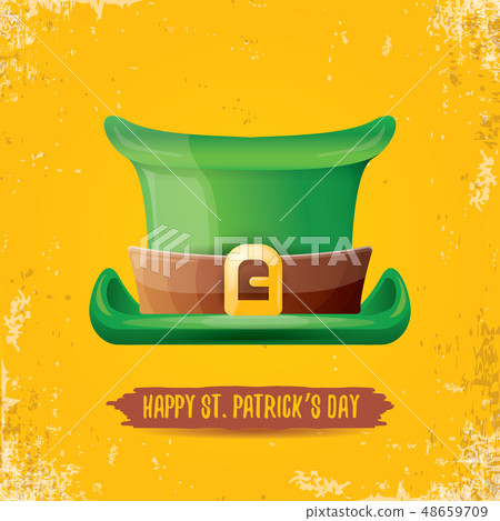 vector saint patricks day label with green hat and ribbon with text isolated on grunge orange vector saint patricks day label with green hat and ribbon with text isolated on grunge orange 48659709