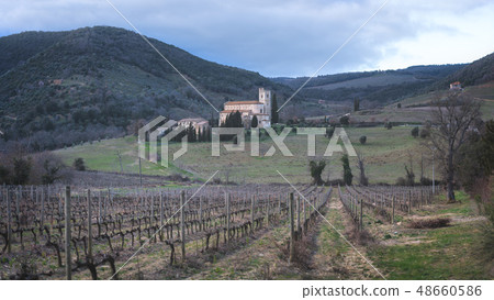 Sant'Antimo Abbey in Tuscany with the nearby Sant'Antimo Abbey in Tuscany with the nearby 48660586