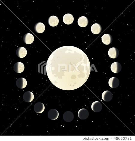 The Moon phase illustration with all range of the 48660751