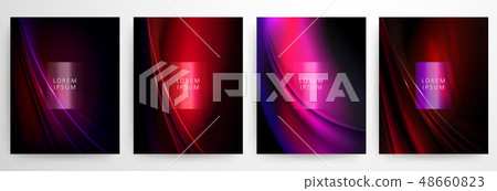 Abstract red dark wavy elegant background set 48660823