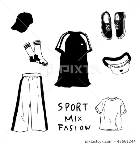 Sporty Mix Fashion Item Black and White Sporty Mix Fashion Item Black and White 48661244