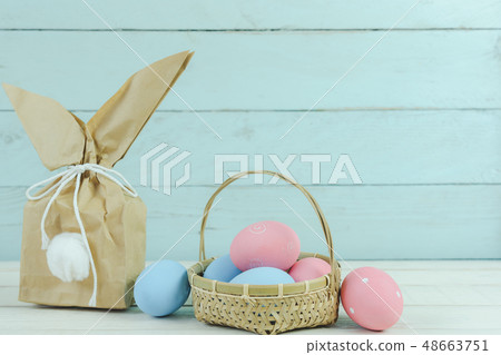 Shot of decoration Happy Easter holiday background Shot of decoration Happy Easter holiday background 48663751