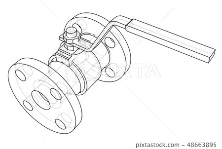 Industrial valve outline. Vector rendering of 3d Industrial valve outline. Vector rendering of 3d 48663895