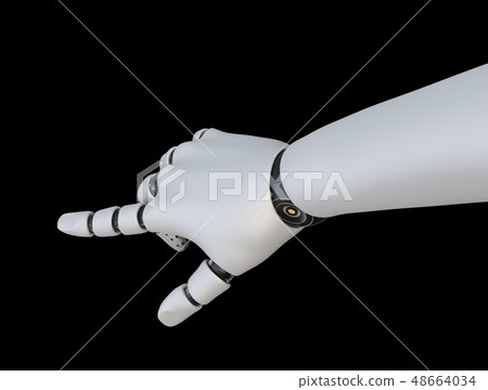 Robot hand pointing index finger, isolated 48664034