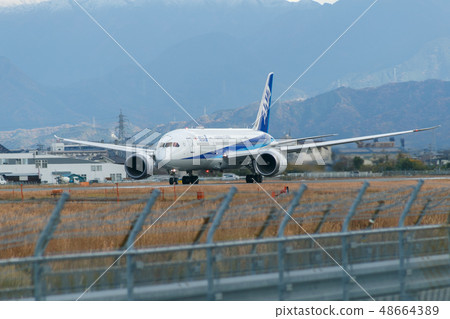 airplane taking off airplane taking off 48664389