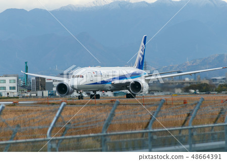 airplane taking off airplane taking off 48664391