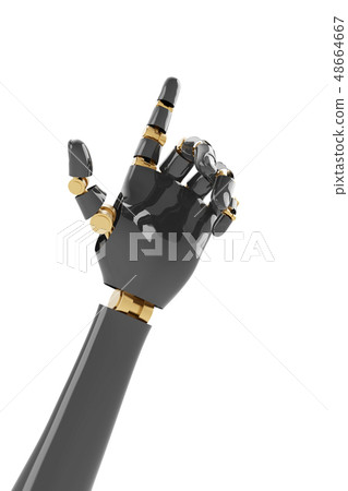 Robot hand pointing index finger Robot hand pointing index finger 48664667
