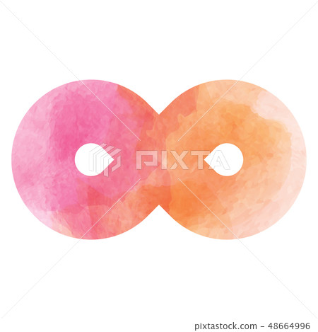 Pink-orange infinity symbol icon. Watercolor vector texture Pink-orange infinity symbol icon. Watercolor vector texture 48664996