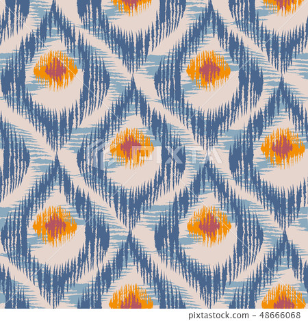 Retro ikat blue pattern. Retro ikat blue pattern. 48666068