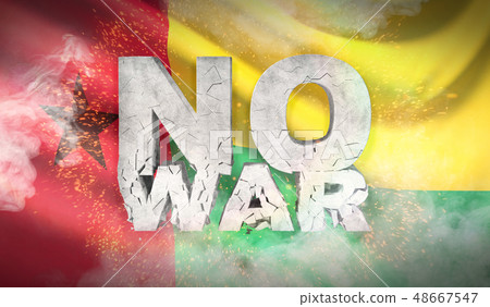 No war concept. Flag of Guinea-Bissau. Waved highly detailed fabric texture. 3D illustration. No war concept. Flag of Guinea-Bissau. Waved highly detailed fabric texture. 3D illustration. 48667547