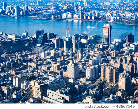 New York The streets of the Hudson River and Manhattan 48667549