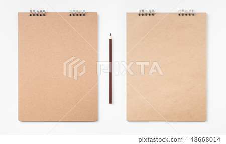 kraft notebook and pen on white background 48668014