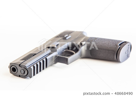 Modern handgun white background isolated close up 48668490
