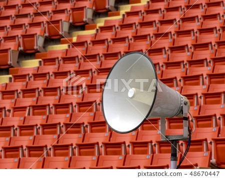 white horn speaker in stadium 48670447