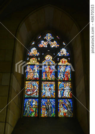 Colorful stained glass windows 48670583