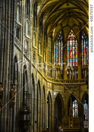 Interior of St. Vitus Cathedral in Prague Interior of St. Vitus Cathedral in Prague 48670597