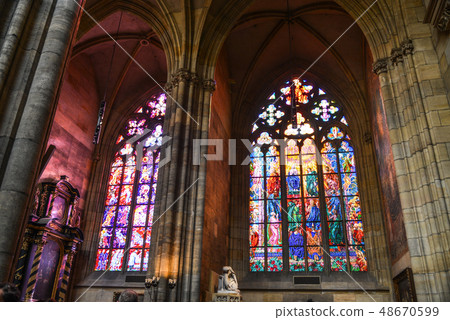 Colorful stained glass windows Colorful stained glass windows 48670599