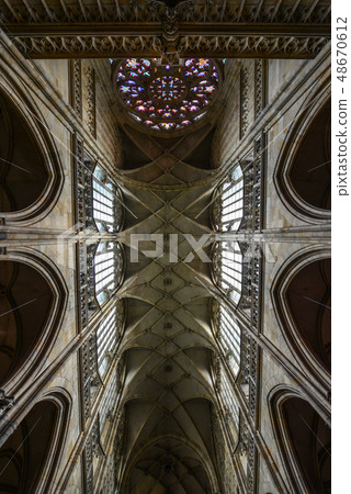Interior of St. Vitus Cathedral in Prague 48670612