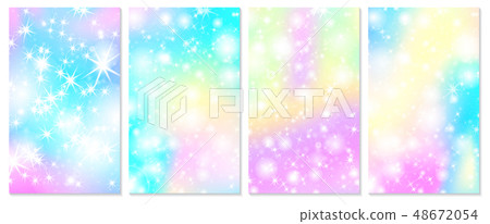 Unicorn rainbow background. Holographic sky 48672054