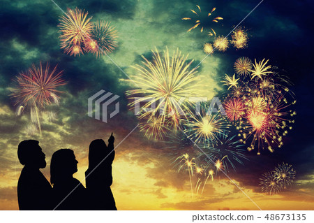 Family looks holiday fireworks Family looks holiday fireworks 48673135