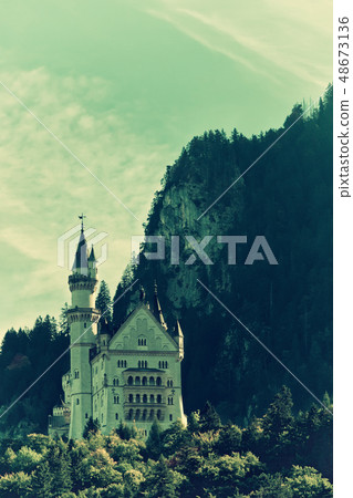 Vintage landscape with castle Vintage landscape with castle 48673136