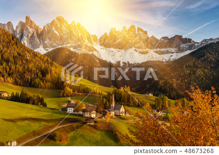 Autumn Landscape with Santa Maddalena 48673268