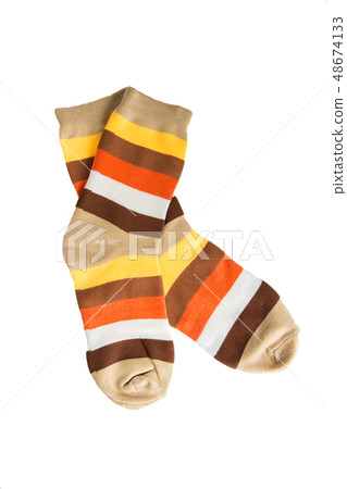 Two striped socks isolated Two striped socks isolated 48674133