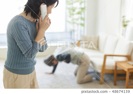 Senior male illness 48674139